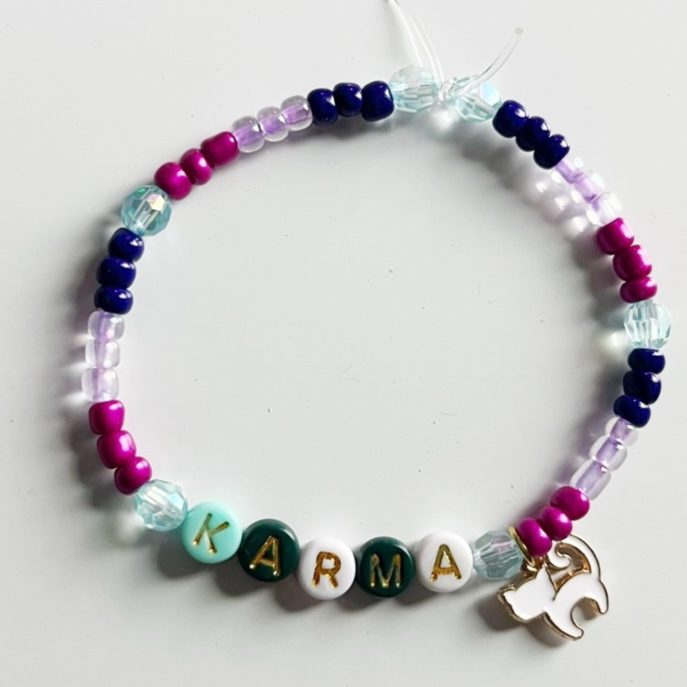 Taylor Swift Eras Tour Friendship Bracelet Karma Midnights w/ Cat Charm